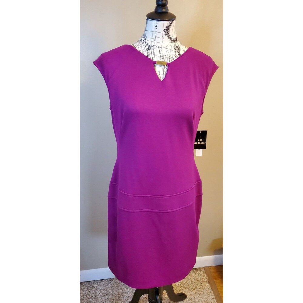 Sandra Darren Women’s Sheath Dress Size 10 Purple Sleeveless Washable NWT - Picture 1 of 9